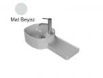 Turkuaz Cerastyle Harmony 65X32 Cm Mat Beyaz Etajerli Lavabo - Soldan Hazneli Lavabo