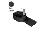 Turkuaz Cerastyle Harmony 65X32 Cm Mat Siyah Etajerli Lavabo - Soldan Hazneli Lavabo