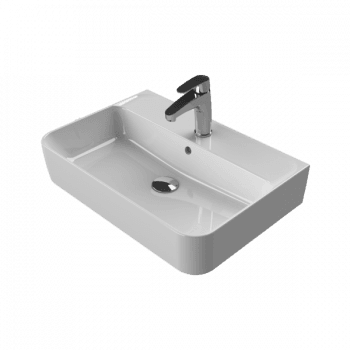 Turkuaz Cerastyle Hera 60X42 Cm Beyaz Tezgah Üstü Lavabo - Duvara Sıfır Lavabo