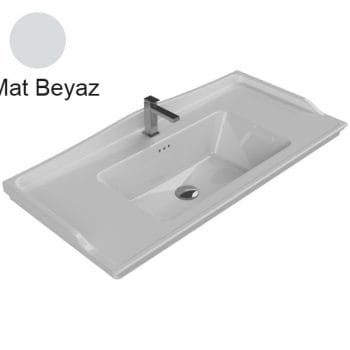 Turkuaz Cerastyle Kapadokya 100X48 Cm Mat Beyaz Etajerli Lavabo