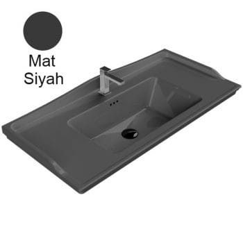 Turkuaz Cerastyle Kapadokya 100X48 Cm Mat Siyah Etajerli Lavabo