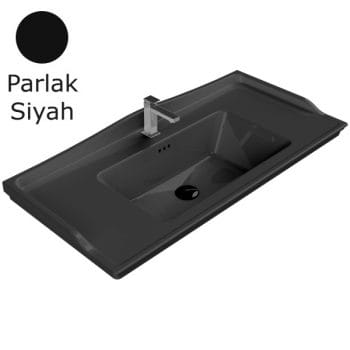 Turkuaz Cerastyle Kapadokya 100X48 Cm Parlak Siyah Etajerli Lavabo