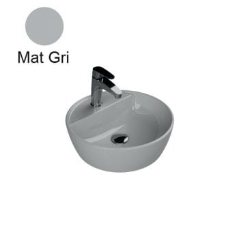 Turkuaz Cerastyle One Ø 42 Cm Mat Gri Tezgah Üstü Lavabo