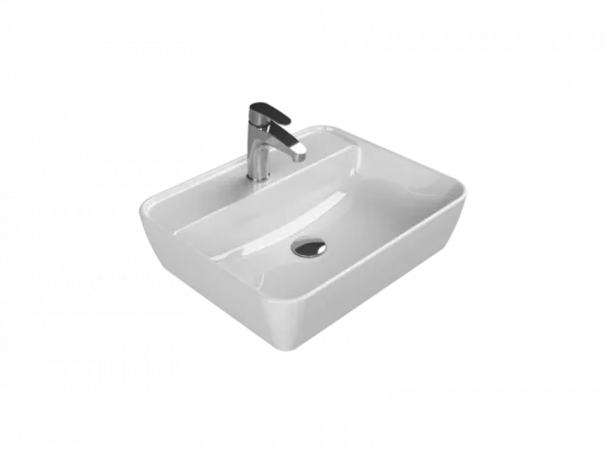 turkuaz cerastyle 55x45 tezgah ustu batarya delikli lavabo beyaz