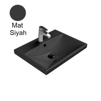 Turkuaz Cerastyle Elite 60X45 Cm Mat Siyah Etajerli Lavabo