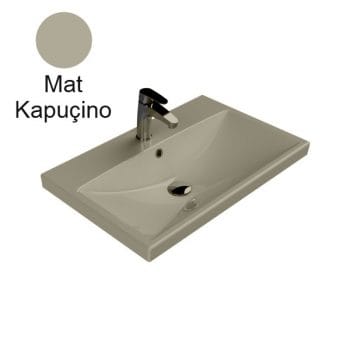 Turkuaz Cerastyle Elite 70X45 Cm Mat Kapuçino Etajerli Lavabo