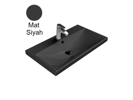turkuaz cerastyle elite 80x45 mat siyah lavabo
