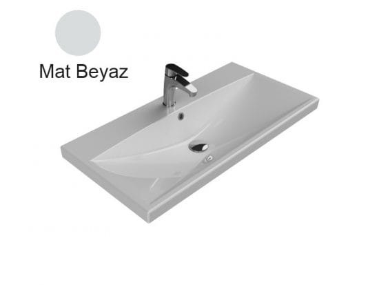 turkuaz cerastyle elite 90x45 mat beyaz lavabo