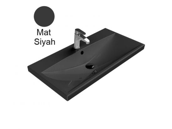 turkuaz cerastyle elite 90x45 mat siyah lavabo
