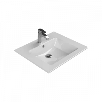 Turkuaz Cerastyle İbiza 61X51 Cm Beyaz Etajerli Lavabo  - Clean Active Antibakteriyel Lavabo