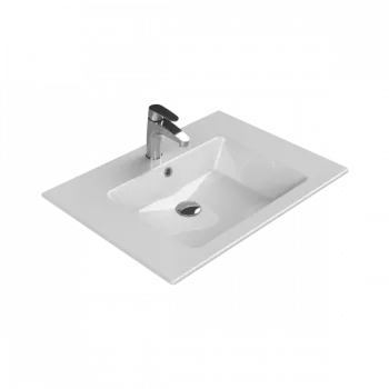 Turkuaz Cerastyle İbiza 71X51 Cm Beyaz Etajerli Lavabo  - Clean Active Antibakteriyel Lavabo