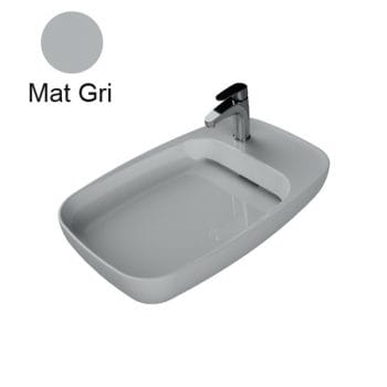 Turkuaz Cerastyle Nova 70X42 Cm Mat Gri Tezgah Üstü Lavabo - Gizli Sifonlu Lavabo