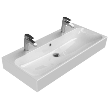 Turkuaz Cerastyle Pinto 100X47 Cm Beyaz Etajerli Lavabo - Tek Hazneli Lavabo, Çift Batarya Delikli Lavabo