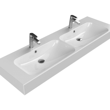 Turkuaz Cerastyle Pinto 150X47 Cm Beyaz Etajerli Lavabo - Çift Hazneli, Çift Batarya Delikli