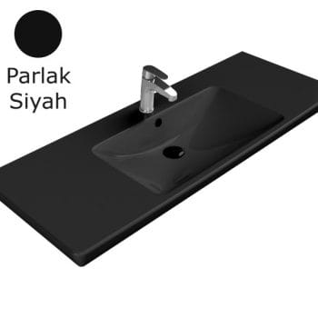 Turkuaz Cerastyle Porto 125X48 Cm Parlak Siyah Etajerli Lavabo