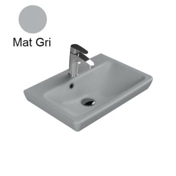 Turkuaz Cerastyle Porto 55X38 Cm Mat Gri Etajerli Lavabo