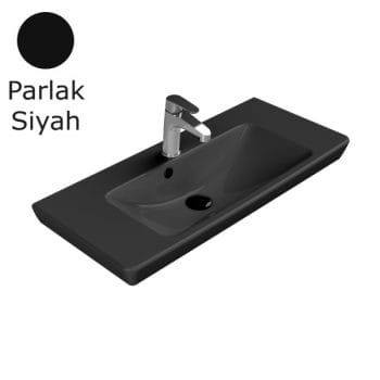 Turkuaz Cerastyle Porto 85X38 Cm Parlak Siyah Etajerli Lavabo