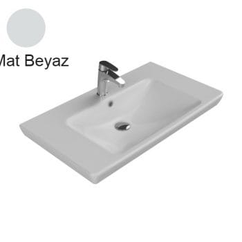 Turkuaz Cerastyle Porto 85X48 Cm Mat Beyaz Etajerli Lavabo