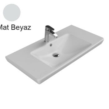 Turkuaz Cerastyle Porto 95X48 Cm Mat Beyaz Etajerli Lavabo