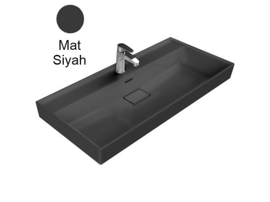 turkuaz cerastyle sharp 100x48 lavabo mat siyah