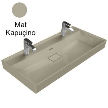 Turkuaz Cerastyle Sharp 100X48 Cm Mat Kapuçino Etajerli Lavabo - Tek Hazneli Lavabo Çift Batarya Delikli