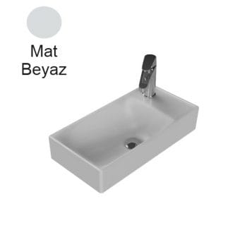 Turkuaz Cerastyle Sharp 50X25 Cm Mat Beyaz Etajerli Lavabo