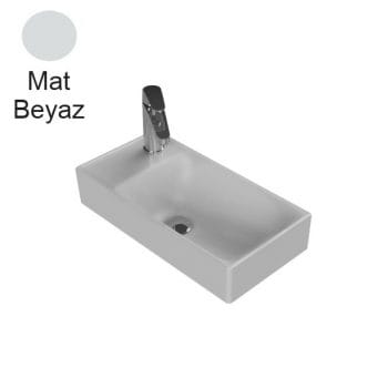 Turkuaz Cerastyle Sharp 50X25 Cm Mat Beyaz Etajerli Lavabo