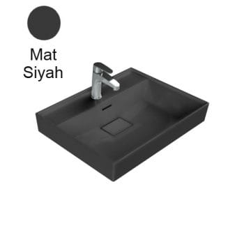 Turkuaz Cerastyle Sharp 60X48 Cm Mat Siyah Etajerli Lavabo