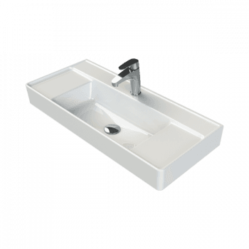 Turkuaz Cerastyle Sharp 85X38 Cm Beyaz Etajerli Lavabo  - Clean Active Antibakteriyel Lavabo