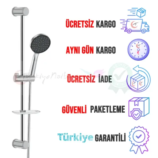 Aynı gün ve ücretsiz kargo avantajı ile sunulan sürgülü duş seti