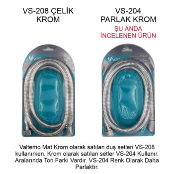 Valtemo Vs-204 Parlak Krom Fıskiye Hortumu
