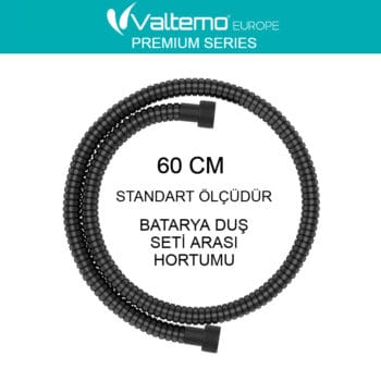Valtemo vs-212 60cm siyah batarya duş seti bağlantı hortumu