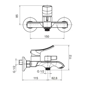 Valtemo Vm-1222 Banyo Bataryası Boyutları