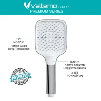 valtemo luxera vs9016 krom dikdörtgen el duşu