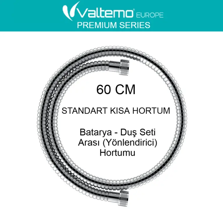 Valtemo 60 cm Parlak Krom Batarya Duş Seti Bağlantı Hortumu Vs-202