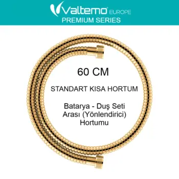 Valtemo 60 cm Gold - Altın - Sarı Batarya Duş Seti Bağlantı Hortumu Vs-216