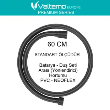 valtemo 60cm siyah batarya yönlendirici arası hortum neoflex pvc patlamaz hortum