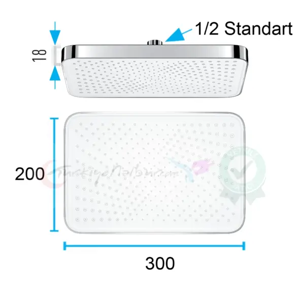 Valtemo Rainway Vs 9492 Duş Başlığı Boyutu ve Ölçüsü