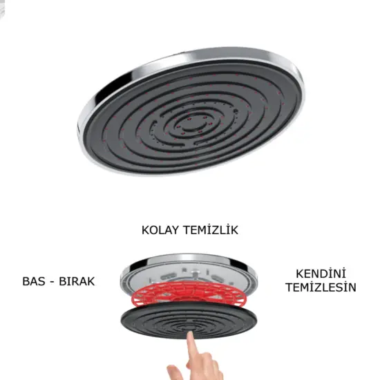 valtemo vs-9498 tepe duş başlığı patentli kireç temizleyicili