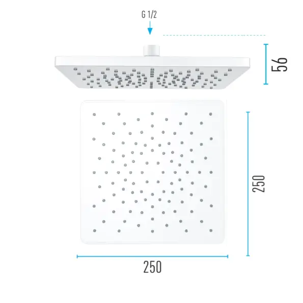 Valtemo Maxima Beyaz, Kirece Karşı Geliştirilmiş Kare Tepe Duş Başlığı Vs-9956 23 Valtemo maxima vs-9956 beyaz tepe duş başlığı ölçüleri boyutu
