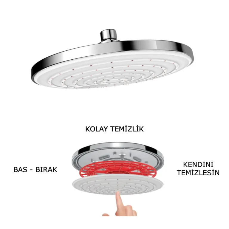 Valtemo Patentli Mucize Kireç Temizleyicili Tepe Duş Başlığı Krom – Selfio Vs-9980