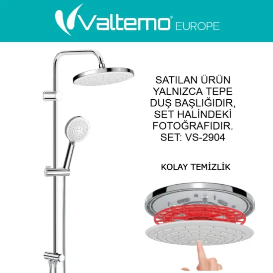 valtemo vs-9980 patentli kireç temizleyicili tepe duş başlığı