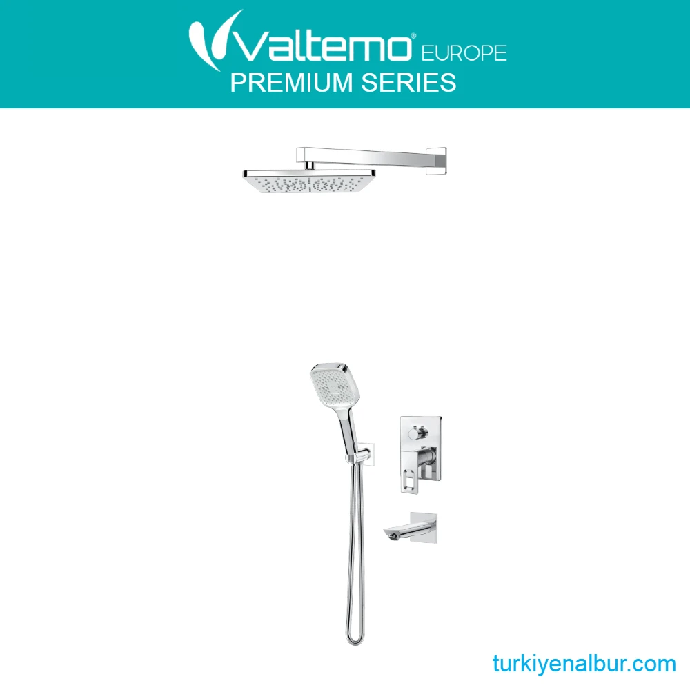 valtemo-quatro-VS-4402-krom-ankastre-dus-seti 3 Yollu Krom Ankastre Duş Seti