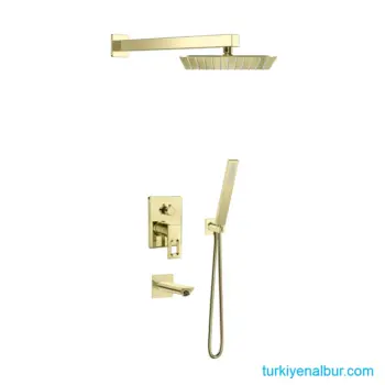 Valtemo Quatro VS-4404 Shiny (Parlak) Gold Ankastre Duş Seti - 3 Yollu