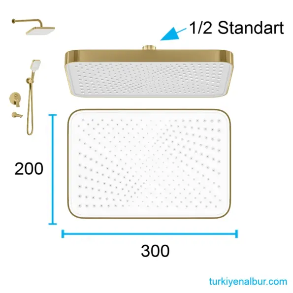 Valtemo Valero VS-4412 Mat Gold Ankastre Duş Seti Tepe Duşu