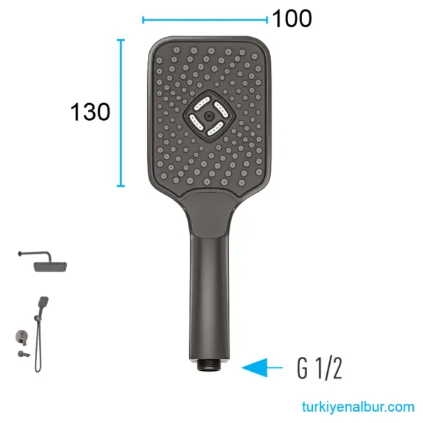 Valtemo Valero VS-4408 ArtGray - Antrasit Ankastre Duş Seti - 3 Yollu 4 Valtemo Valero VS-4408 ArtGray Antrasit Ankastre El Duşu