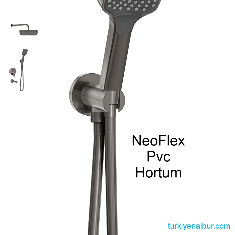 valtemo-valero-vs-4408-antrasit-ankastre-dus-seti-pvc-hortum Valtemo Valero VS-4408 ArtGray Antrasit Ankastre Duş Hortumu