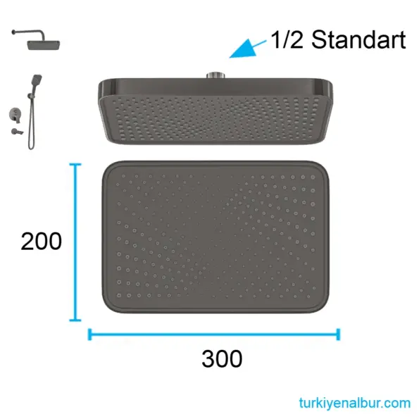 Valtemo Valero VS-4408 ArtGray - Antrasit Ankastre Duş Seti - 3 Yollu 3 Valtemo Valero VS-4408 ArtGray Antrasit Ankastre Duş Seti Tepe Duşu