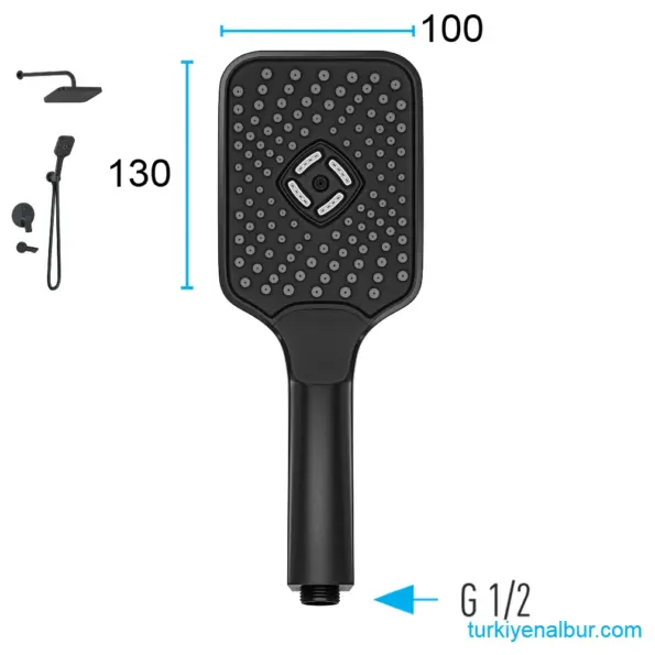 Valtemo Valero VS-4414 Mat Siyah Ankastre Duş Seti - 3 Yollu - Mat Black 4 Valtemo VS-4414 Mat Siyah Ankastre Duş Seti El Duşu