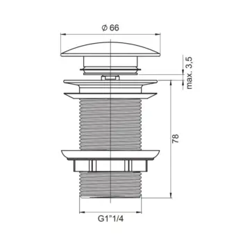 Valtemo VM-901 Bas Çek Krom Lavabo Sifon Kapağı Ölçüsü Boyutu